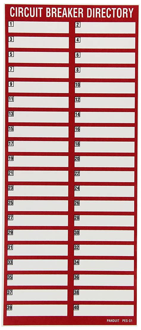 Printable Electrical Panel Labels